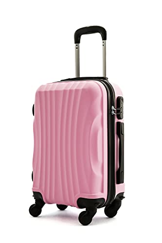 R.Leone Ryanair 55x40x20cm Valigia Trolley Bagaglio a mano Rigido Ultraleggero in ABS 4 Ruote smontabile Rimovibili Autonome 20373N (Valigia 55X40X20cm, Rosa Pastello)