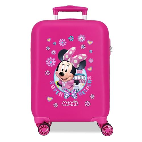 Disney Joumma Minnie Helpers Valigia Cabina, Valigia per bambini, realizzata in ABS, materiale resistente, quattro ruote doppie a rotazione multidirezionale, chiusura a combinazione laterale, Rosa